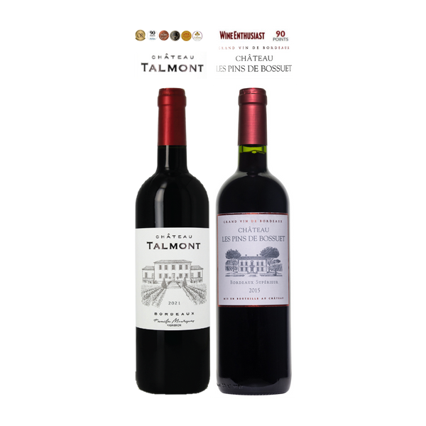 【2本セット】Château Les Pins de Bossuet2015（シャトー・レ・パン・ド・ボシュエ）＆Château Talmont2021（シャトータルモン） 2本セット