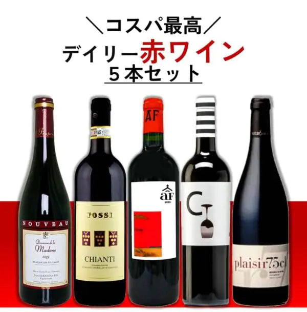 【コスパ最高】デイリー赤ワイン5本セット